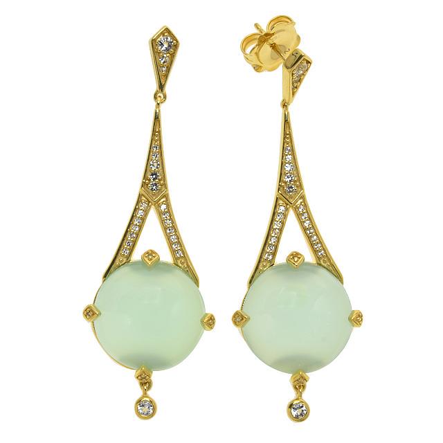 14K Gold Vermeil Aqua Chalcedony Drop Earrings (1 of 1)