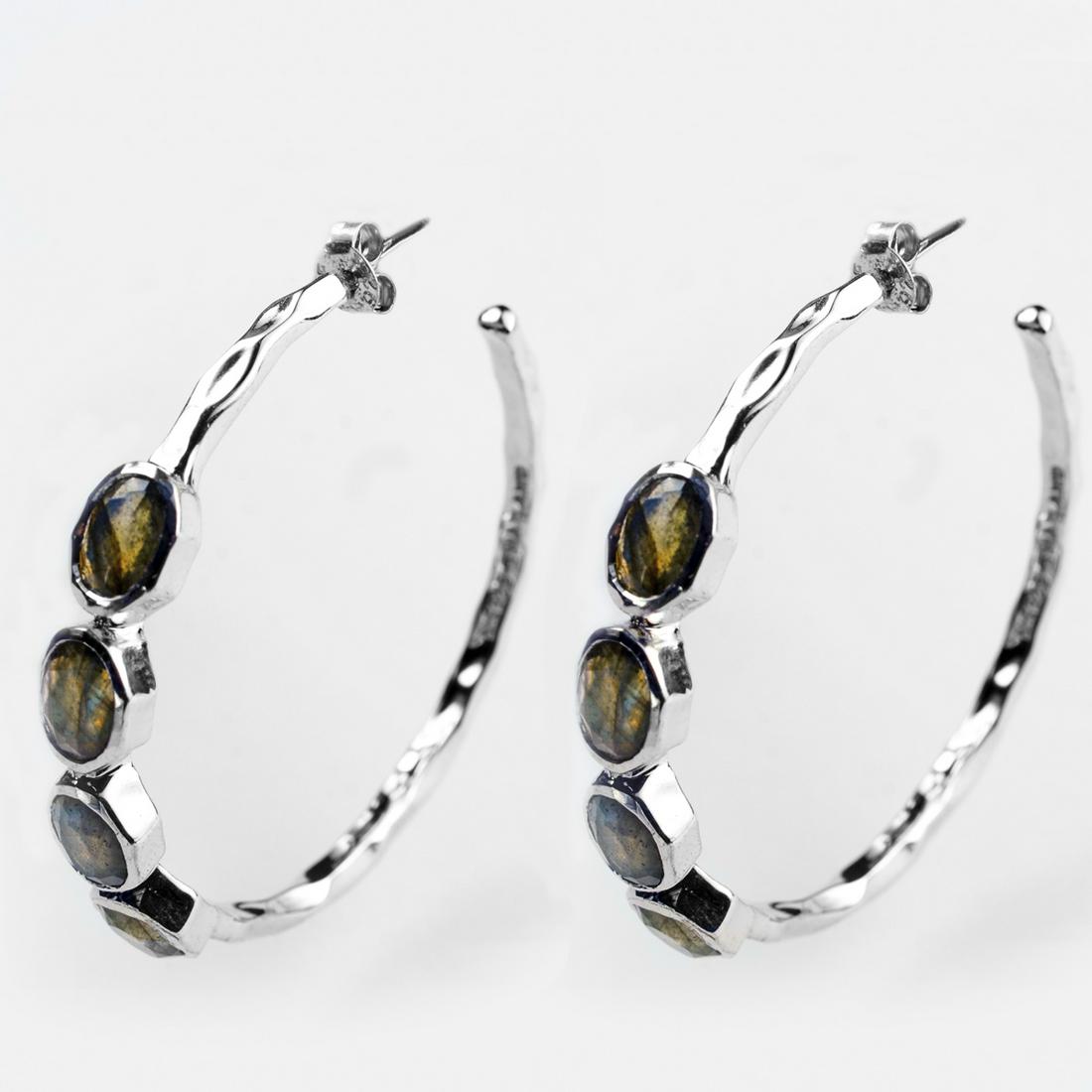 Sterling Silver Labradorite Hoop Earrings (1 of 1)