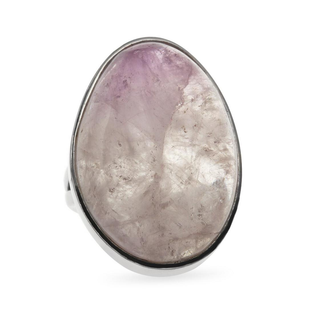 Silver Freeform Amethyst Split Shank Ring -SZ 6 (1 of 3)