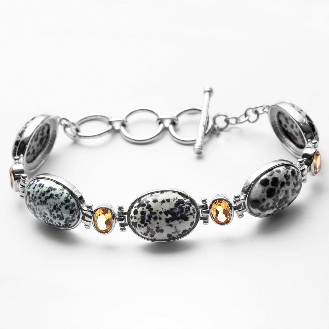 Silver 3.04ct Citrine & Augite Toggle Bracelet: Add dazzling color and lovely sparkle to your collection with this smart contemporary toggle bracelet from the Pangea Mines Mined in America Collection. Beautifully crafted in fine sterling silver wit