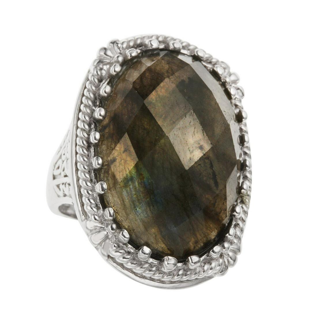 Sterling Silver Labradorite Scrollwork Ring-SZ 6 (1 of 2)