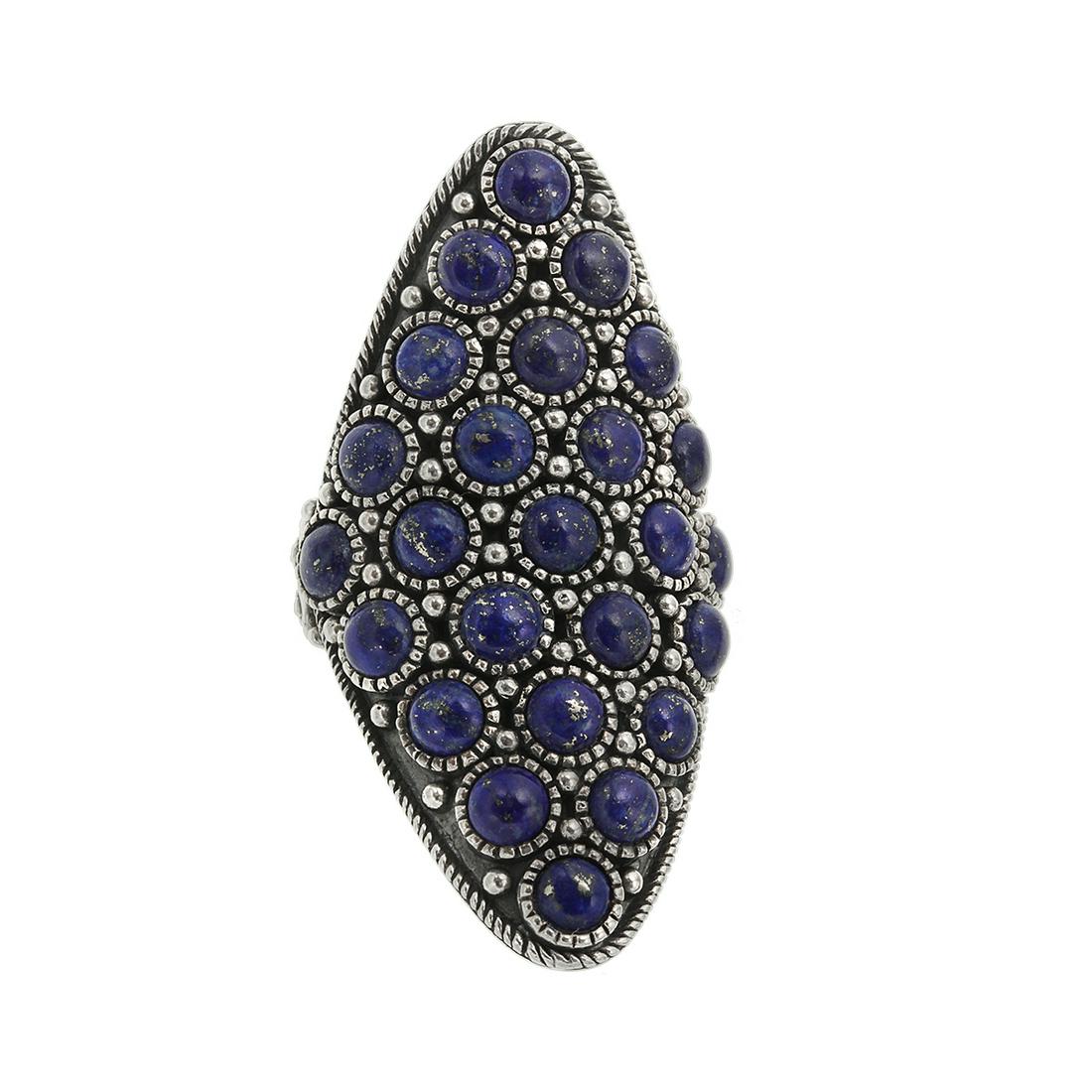 Sterling Silver Lapis Elongated Shield Ring-SZ 5 (1 of 3)