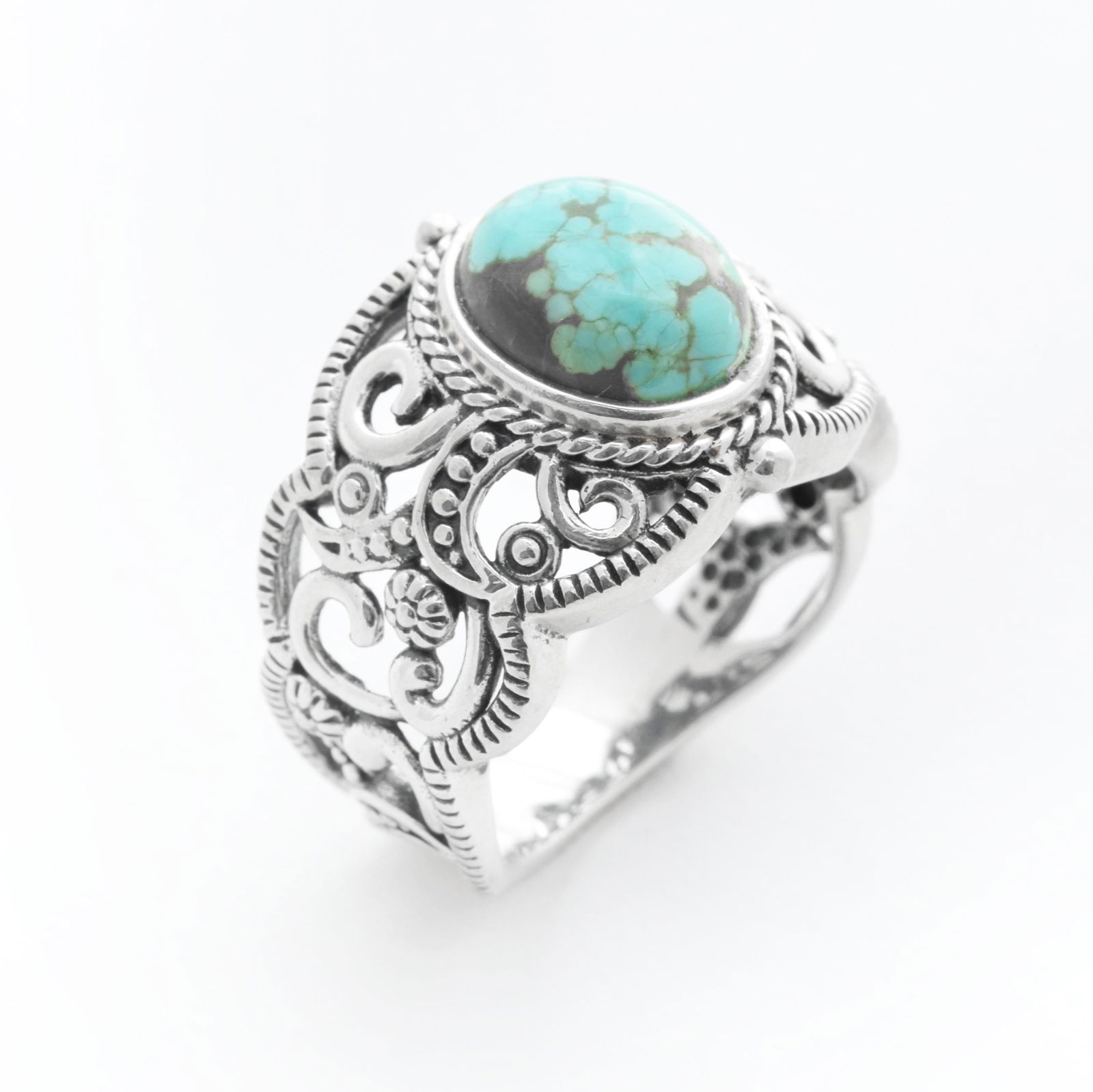 Sterling Silver #8 Turquoise Textured Ring-SZ 8 (1 of 1)