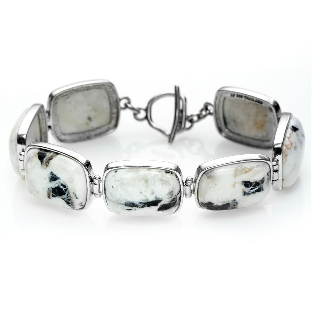 Silver White Buffalo Quartz Toggle Bracelet 7.5" (1 of 1)