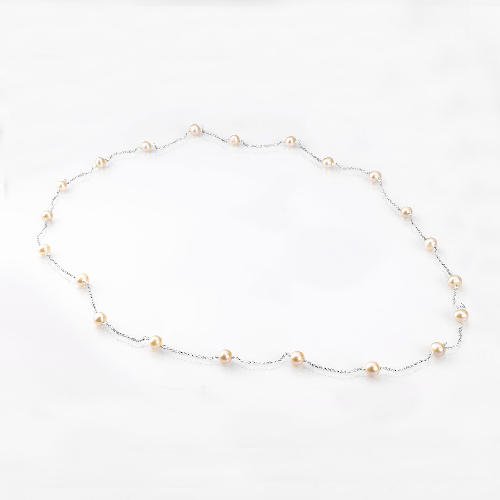 Silver White Freshwater Pearls Necklace 32" (1 of 3)