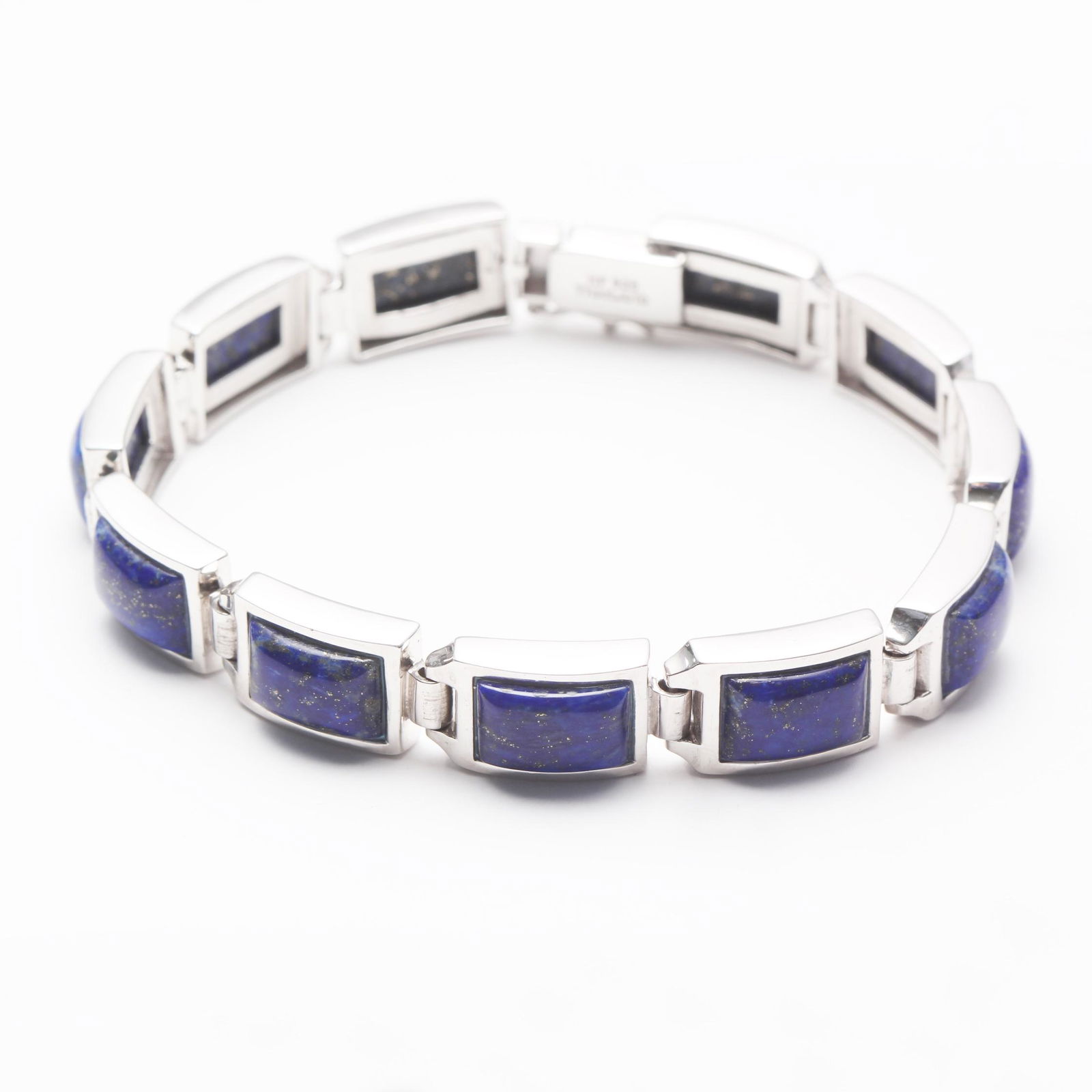 Sterling Silver Lapis Link Bracelet 8.2" (1 of 2)