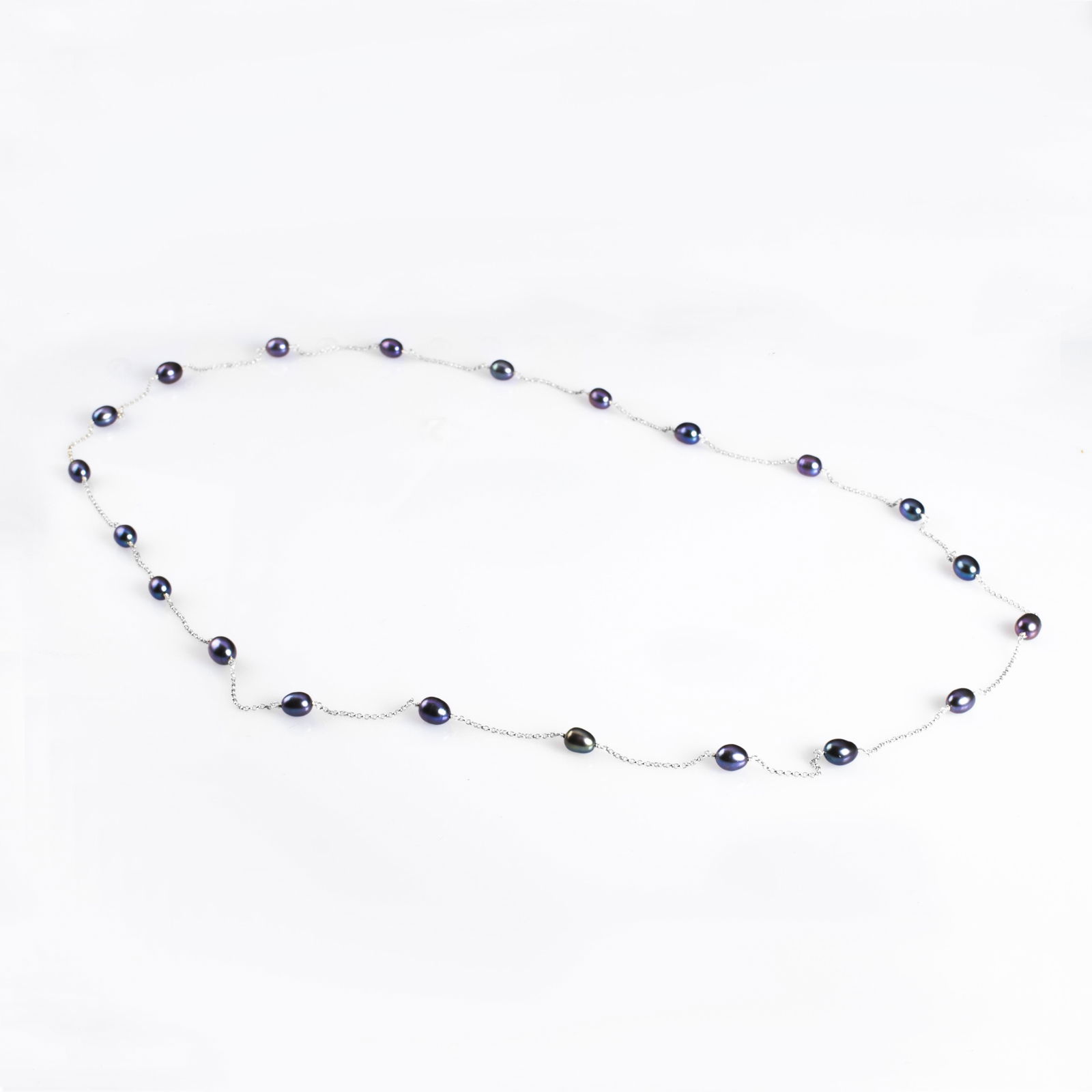 Sterling Silver Peacock Pearls Necklace 32" (1 of 3)