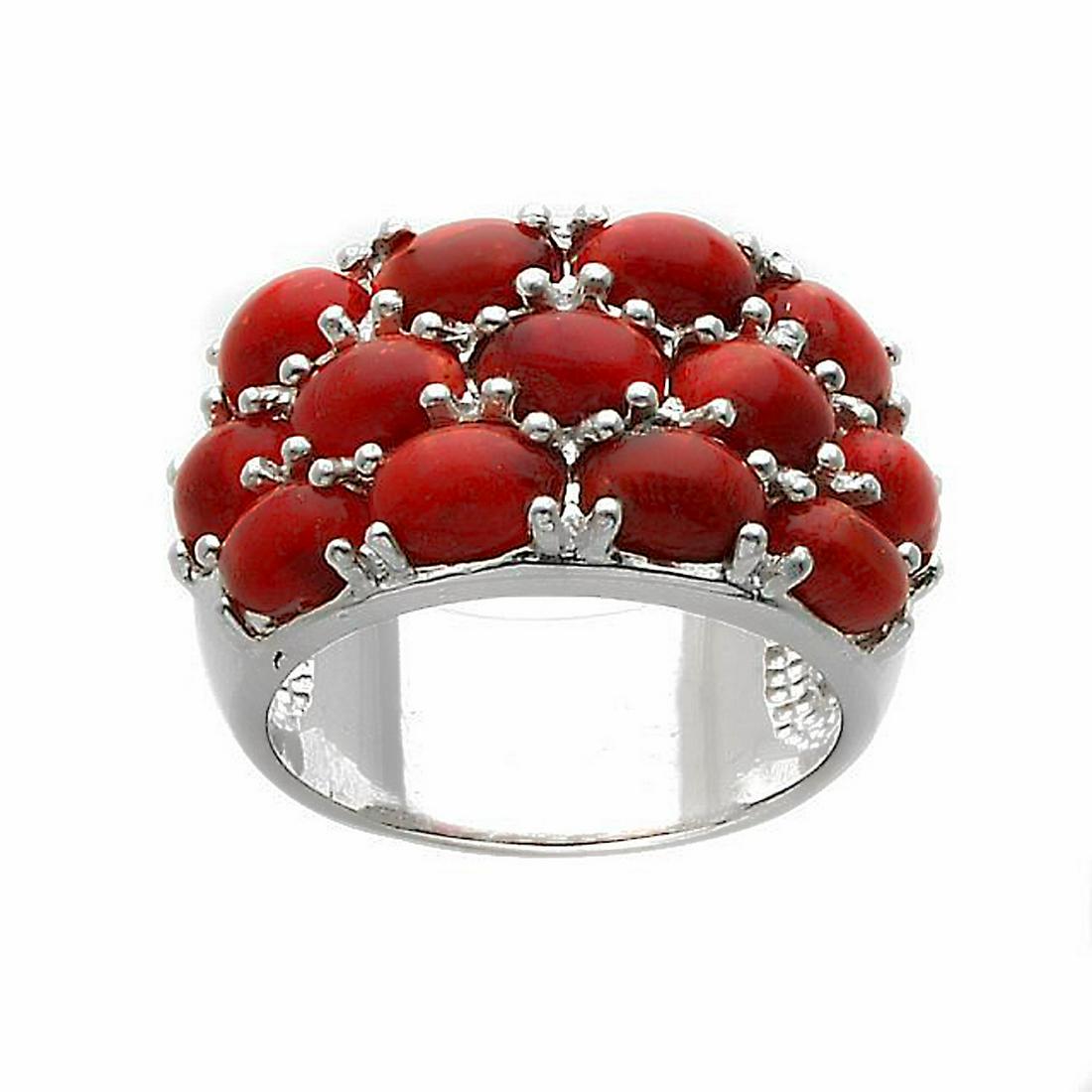 Sterling Silver Coral Wide Band Ring-SZ 9 (1 of 2)