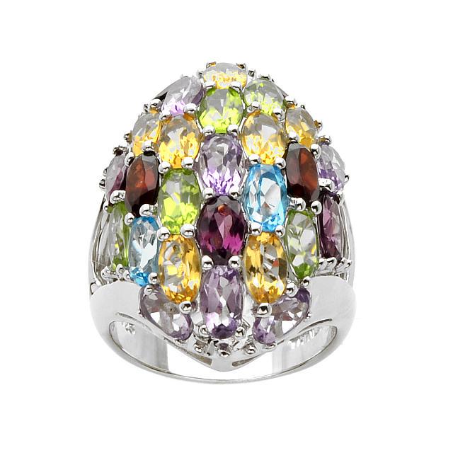 Silver 6.35ctw Oval Multi Gemstone Dome Ring-SZ 8 (1 of 1)