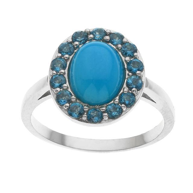 Silver Sleeping Beauty Turquoise & Topaz Ring-SZ8 (1 of 1)