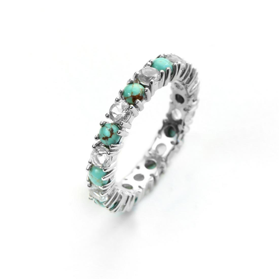 Silver Mine#8 Turquoise & Topaz Band Ring-SZ 9 (1 of 1)