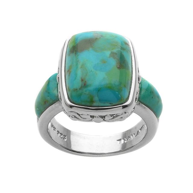 Sterling Silver Cushion Shaped Turquoise Ring-SZ 6 (1 of 1)
