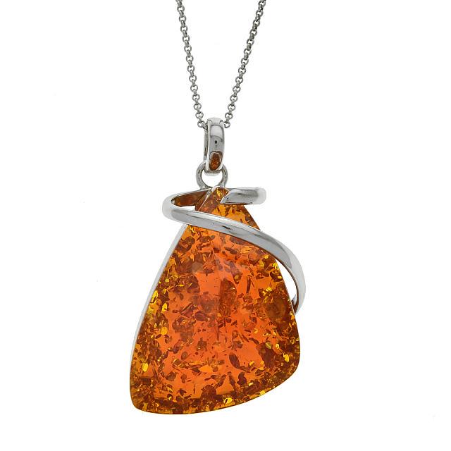 Sterling Silver Amber Swirl Pendant (1 of 1)