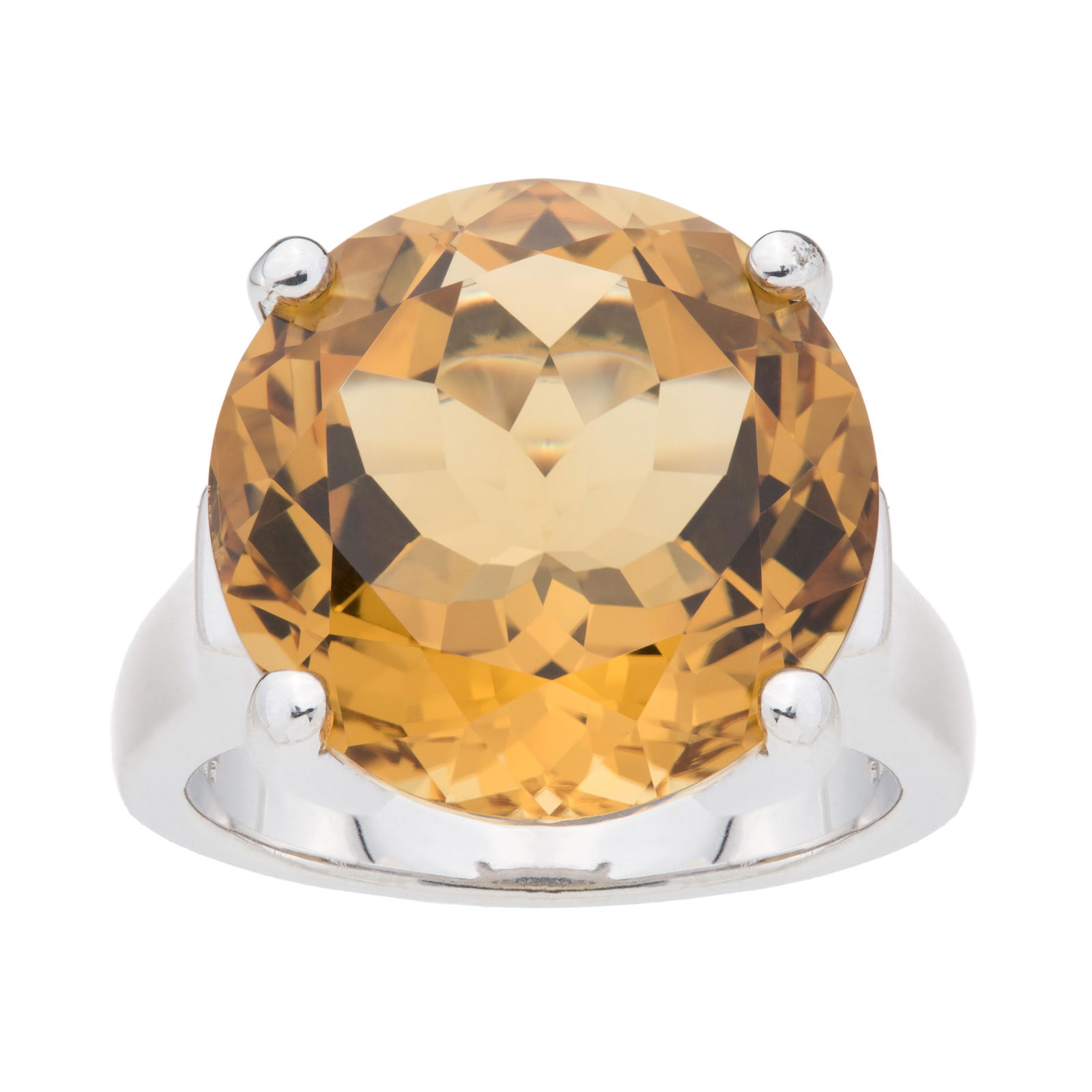 Silver 11.70ct Citrine Solitaire Ring-SZ 9 (1 of 3)