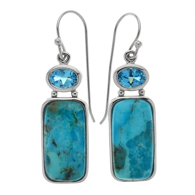 Sterling Silver Turquoise & Topaz Dangle Earrings (1 of 1)