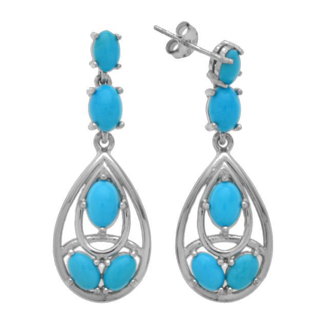 Silver Sleeping Beauty Turquoise Teardrop Earrings (1 of 1)