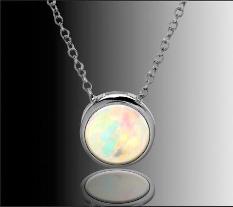 Sterling Silver Ethiopian Opal Necklace 18" (1 of 1)