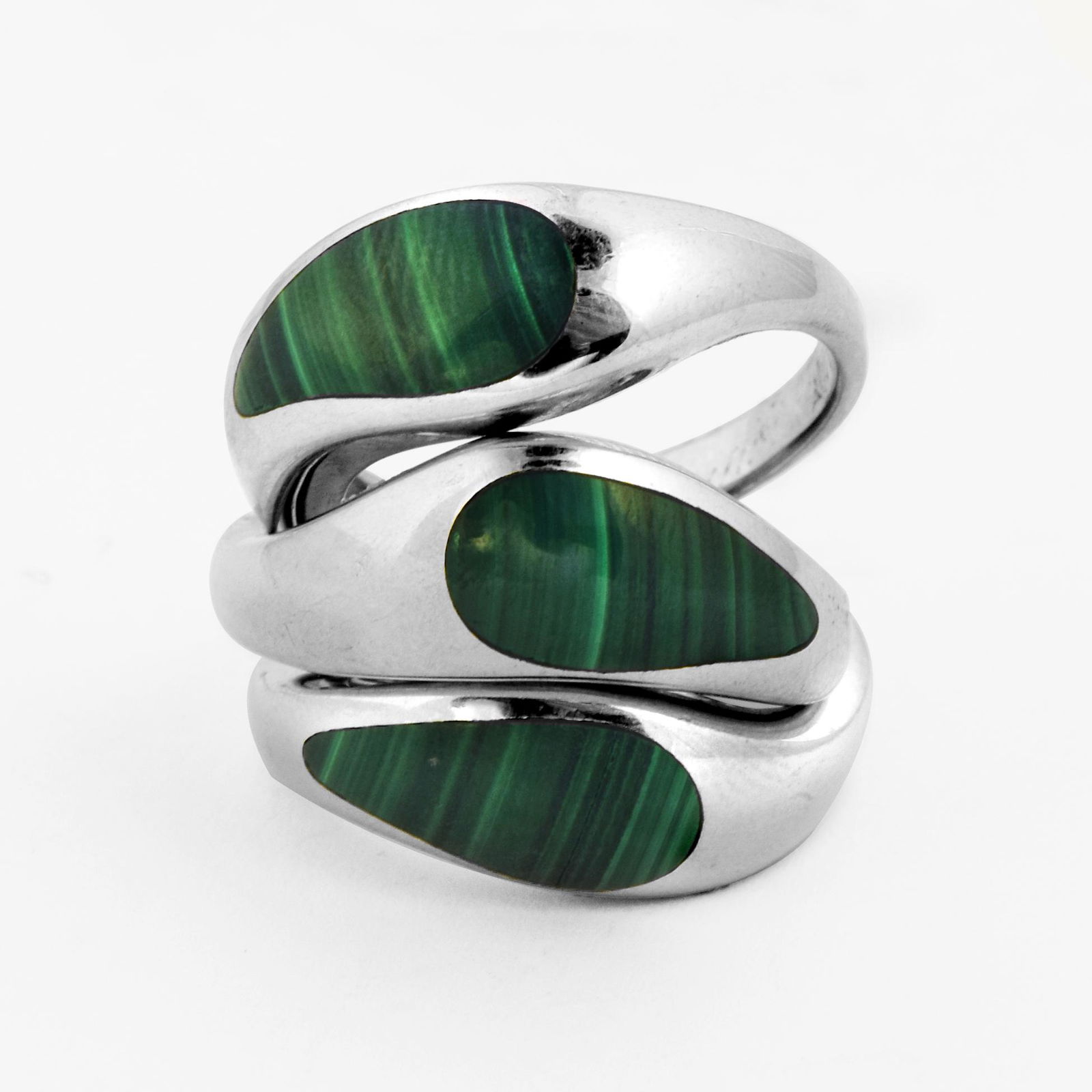Sterling Silver Malachite Stackable Ring-SZ 6 (1 of 2)