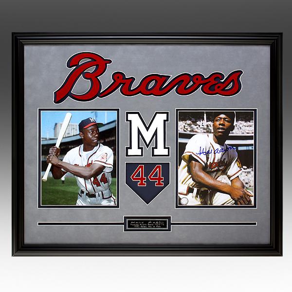 Hank Aaron Atlanta Braves 20x24 autograph GFA: Hank Aaron Atlanta Braves Custom Frame20x24 Mattes 8x10v signed GFA