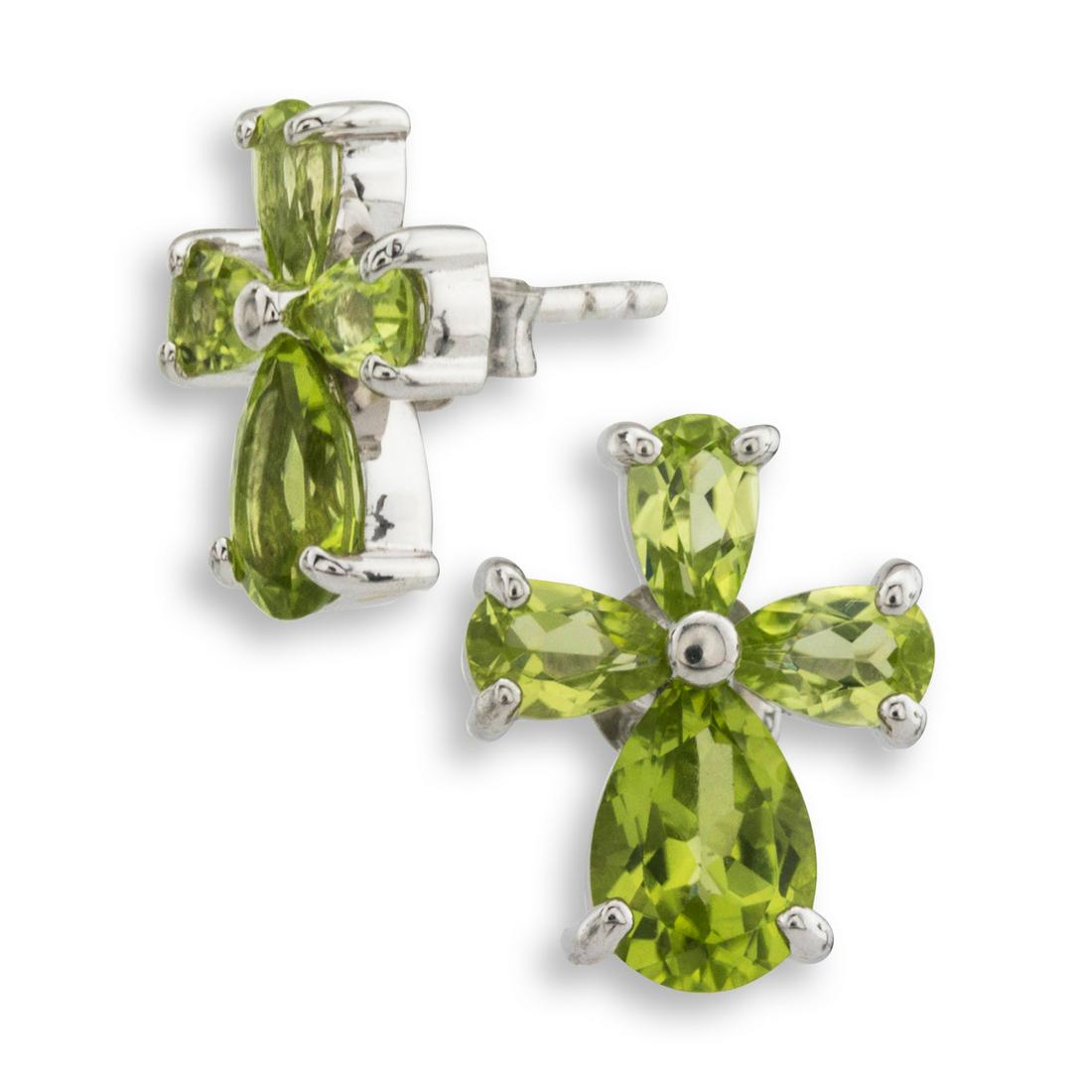 Sterling Silver 2.48ct Peridot Cross Stud Earrings (1 of 2)