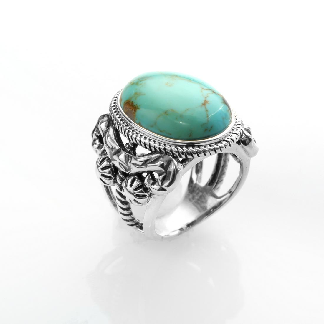 Sterling Silver #8 Turquoise Textured Ring-SZ 10 (1 of 1)