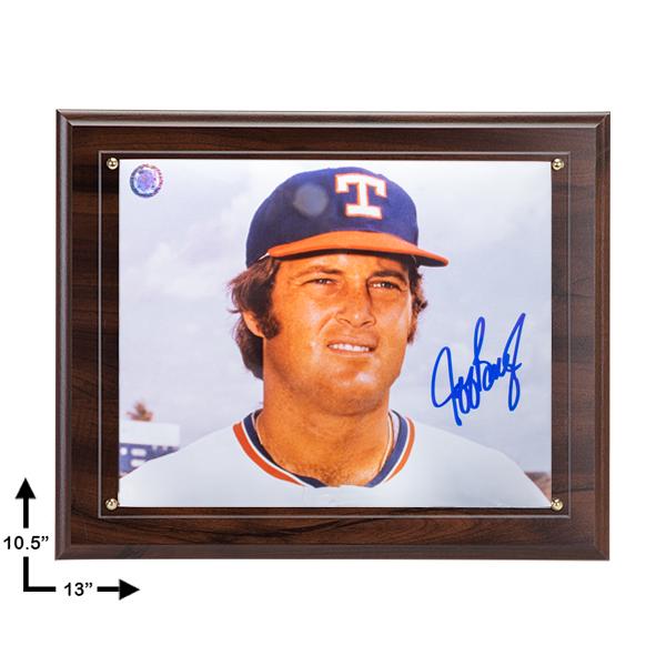 Jeff Burroughs Rangers Signed 8x10 Plaque GFA: Jeff Burroughs Texas Rangers 10.5x13 Cherry Wood Plaque Signed 8x10v GFA