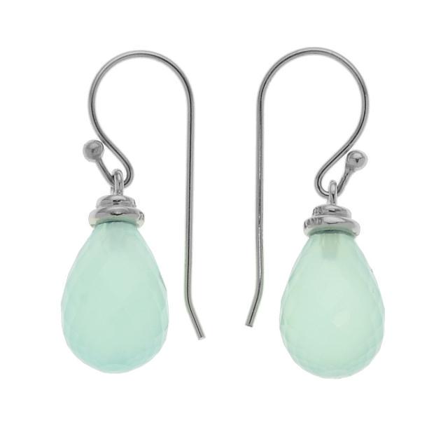 Silver Aqua Chalcedony Briolette Drop Earring (1 of 1)
