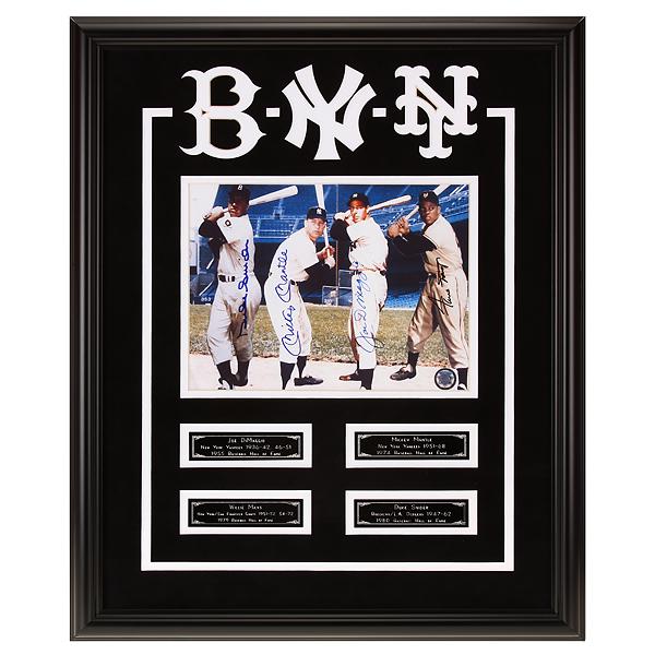 Kings Of New York Custom Frame 20x16 Signed GFA: Duke Snider, Mickey Mantle, Joe DiMggio and Willie Mays Autographs Custom Frame 20x16 Multi-Layer Matted GFA