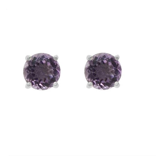 Silver 5.88ct Amethyst 10MM Stud Earrings (1 of 2)