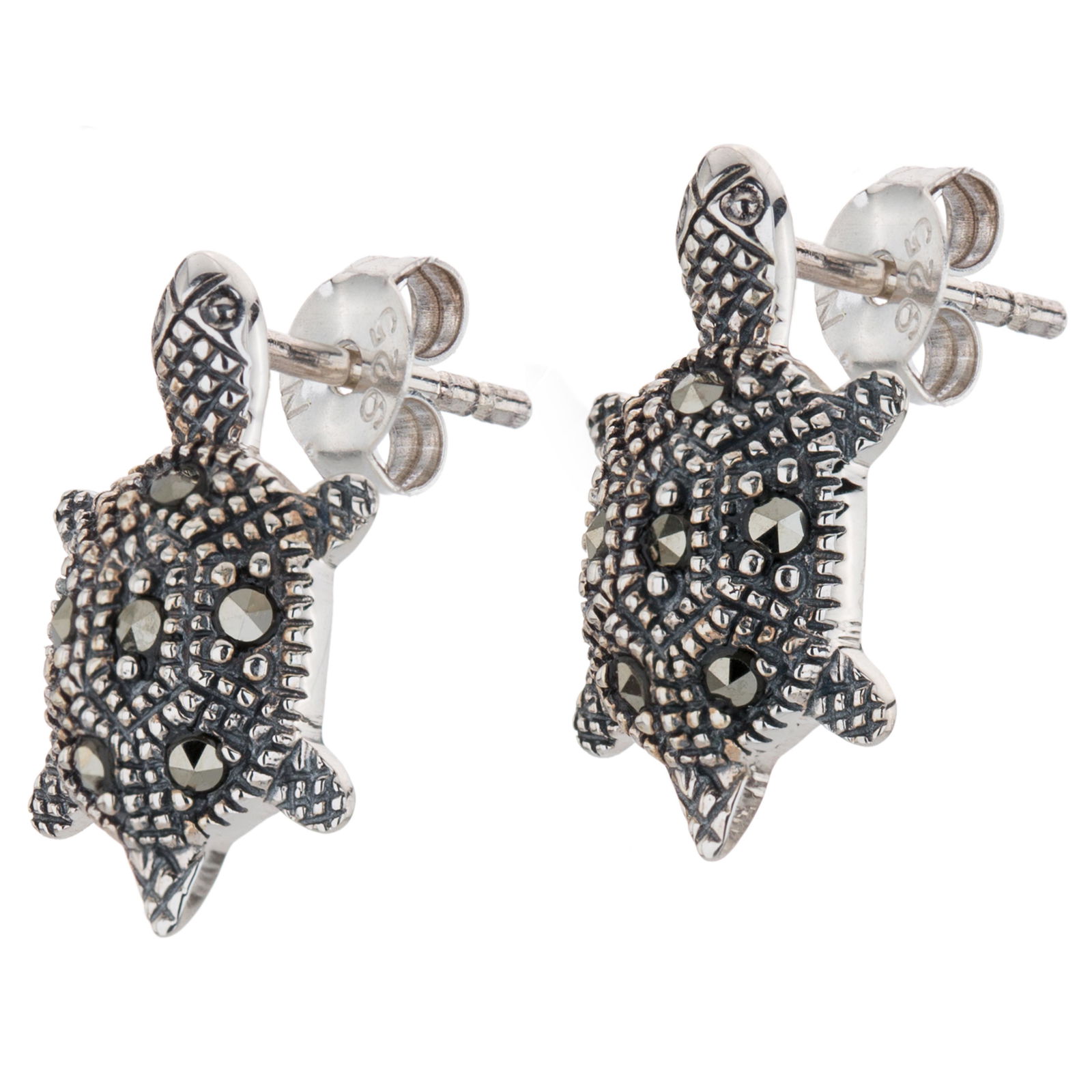 Sterling Silver Marcasite Turtle Earrings (1 of 2)