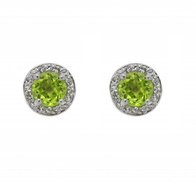 Sterling Silver Peridot & White Topaz Stud Earring (1 of 2)