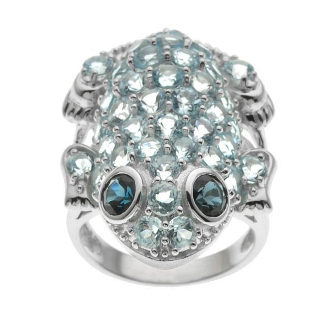 Sterling Silver 10.92ct Blue Topaz Frog Ring-SZ 7 (1 of 2)
