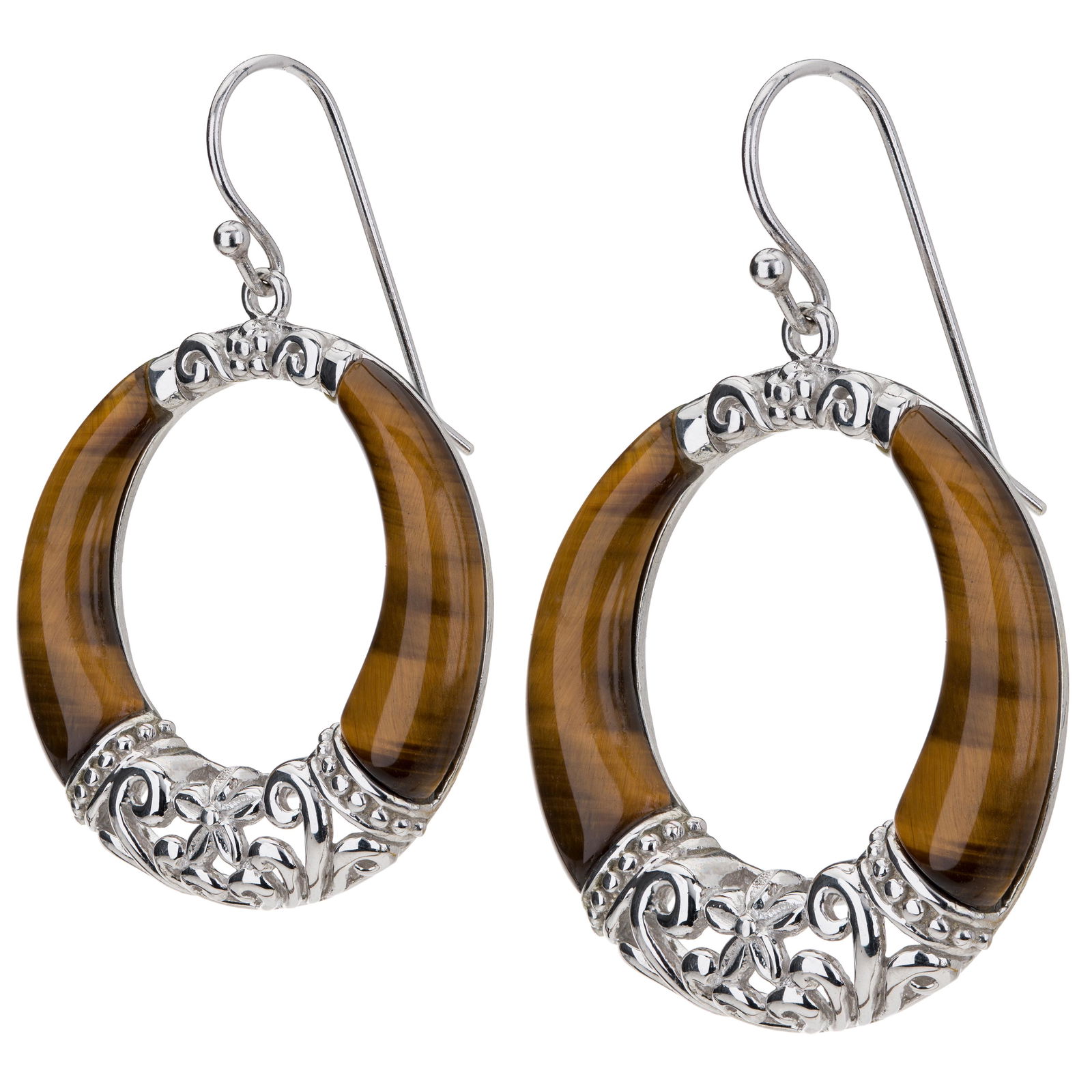 Sterling Silver Tiger's Eye Dangle Circle Earrings (1 of 3)