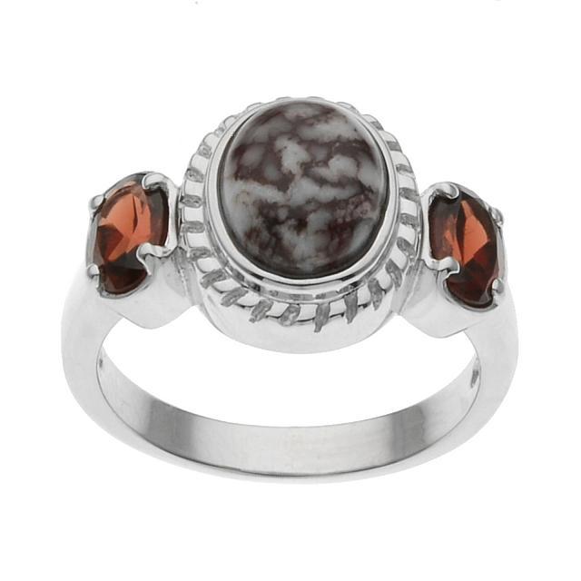 Silver Wild Horse & Garnet Three Stone Ring-SZ 7 (1 of 1)
