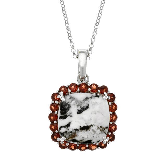 Silver 2.60ct Garnet & White Buffalo Halo Pendant (1 of 1)