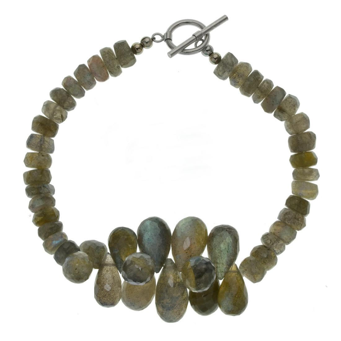 Silver Multi Cut Labradorite Toggle Bracelet 7.5" (1 of 1)