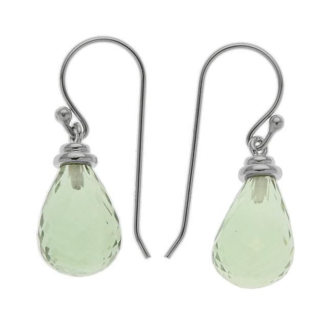 Silver Green Amethyst Briolette Drop Earring (1 of 1)