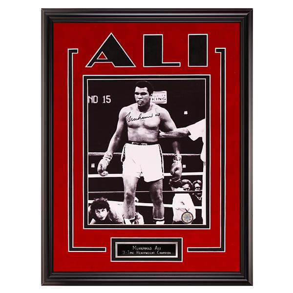 Muhammad Ali Heavyweight Champion Signed GFA: Muhammad Ali Heavyweight Champ 12x16 Custom Frame Matted 8x10 Signed GFA