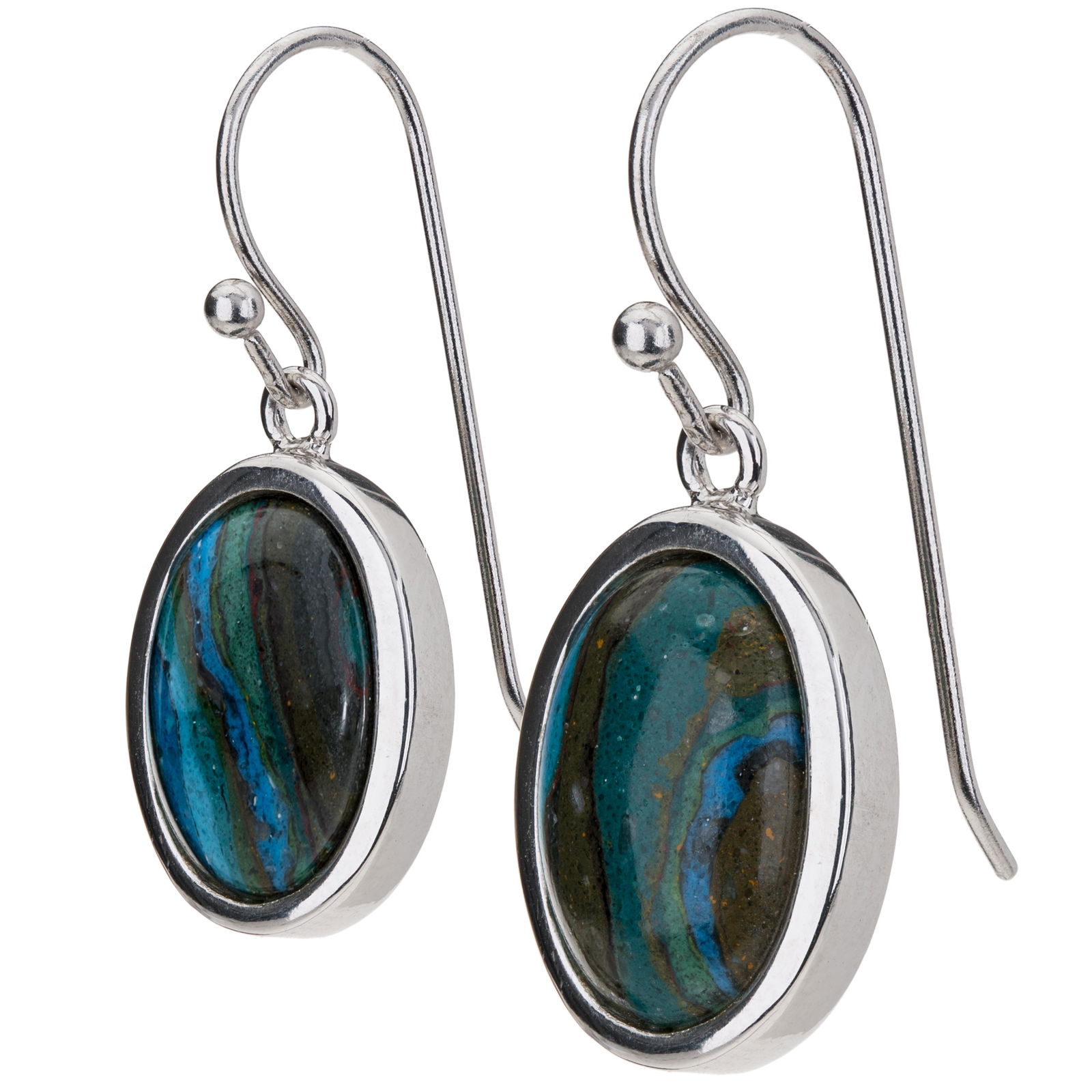 Sterling Silver Oval Calsilica Drop Earrings (1 of 3)