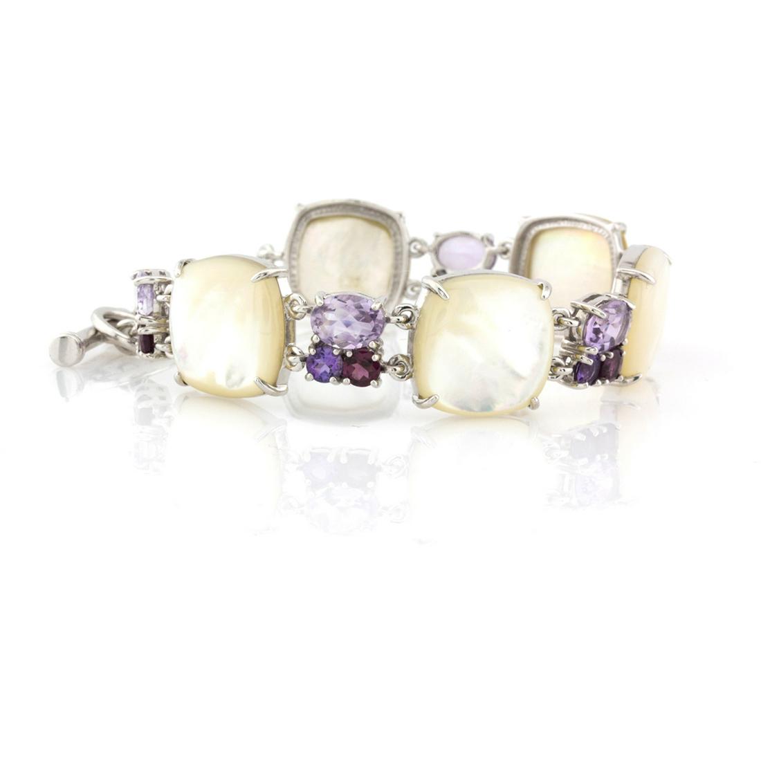 Silver White MOP & Multi Gemstone Toggle Bracelet (1 of 3)