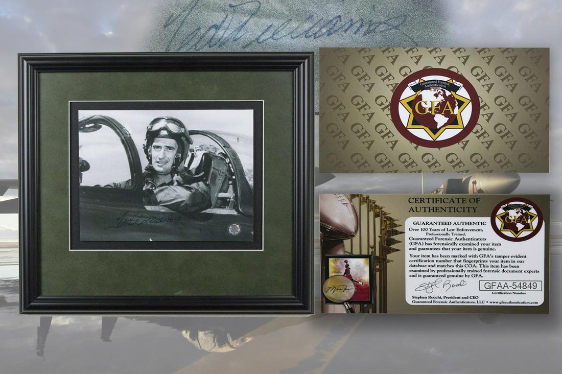 Ted Williams Navy 17x16 autograph GFA: Ted Williams U.S. Navy/Marine Corps 17x16 autograph 8x10v GFA Certified