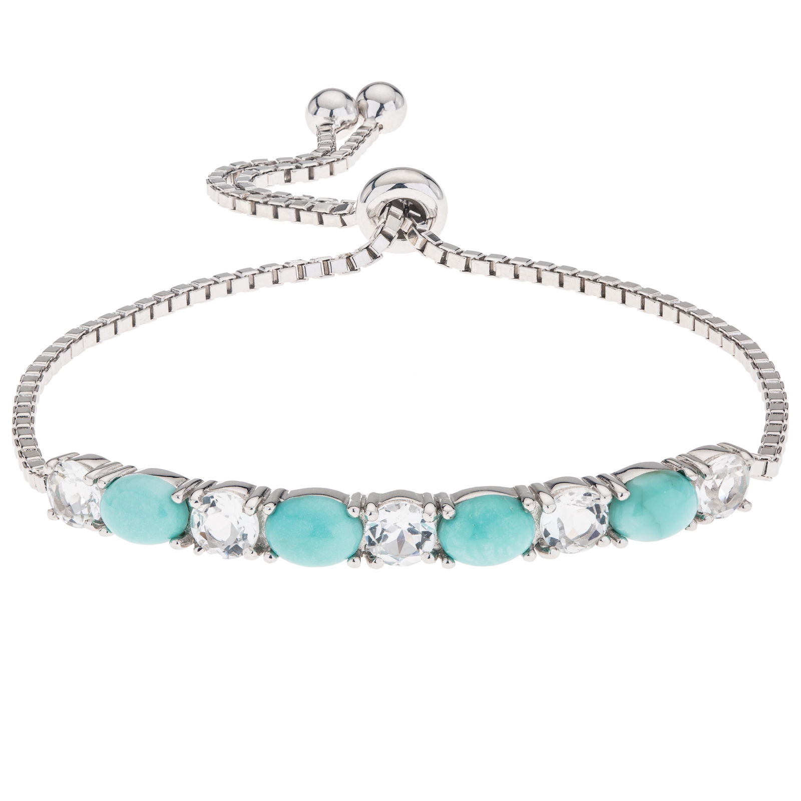 Silver Turquoise & White Topaz Slider Bracelet (1 of 1)