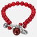 Silver Coral & Carnelian Charm Bead Bracelet 7"