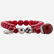 Silver Coral & Carnelian Charm Bead Bracelet 7" - 2