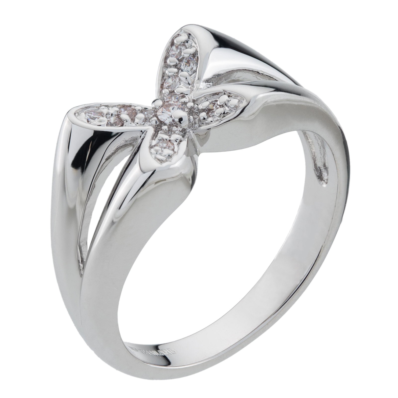 14K White Gold Plate Pave Butterfly Ring-SZ 8 (1 of 3)