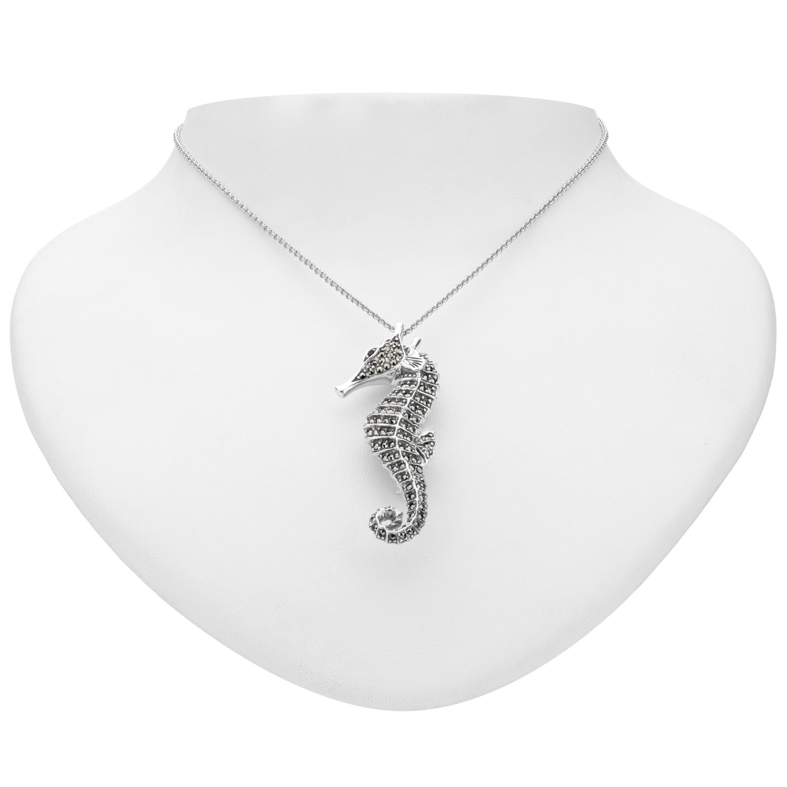 Silver Marcasite & Garnet Seahorse Pin/Pendant: Wear it as a pin or a lovely pendant necklace—this delightful design from Addison Lane’s Animal Kingdom collection does double duty. Long a symbol of patience and contentment, this charmin
