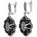 Silver Marcasite & Black Onyx Flower Drop Earrings