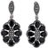 Silver Marcasite & Black Onyx Flower Drop Earrings - 2