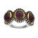 Sterling Silver Ruby Beaded Three-Stone Ring-SZ 7