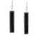 Silver Black Agate & White Topaz Linear Earrings - 2
